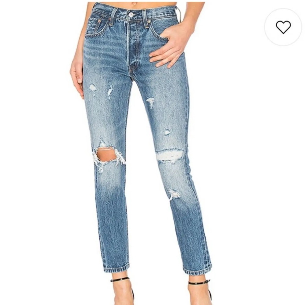 Levis 501 White Oak Cone Button Fly Straight Leg Distressed Denim Jeans New